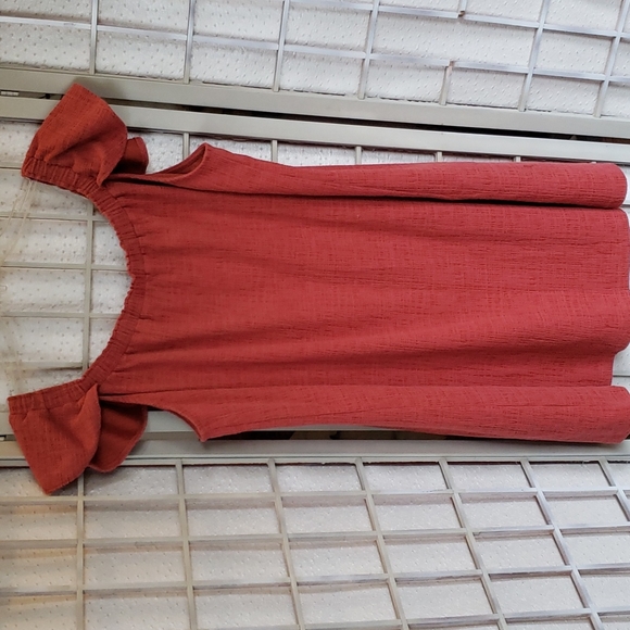 Madewell ruffle short sleeves tunic dress orange burnt size XL - Picture 5 of 5